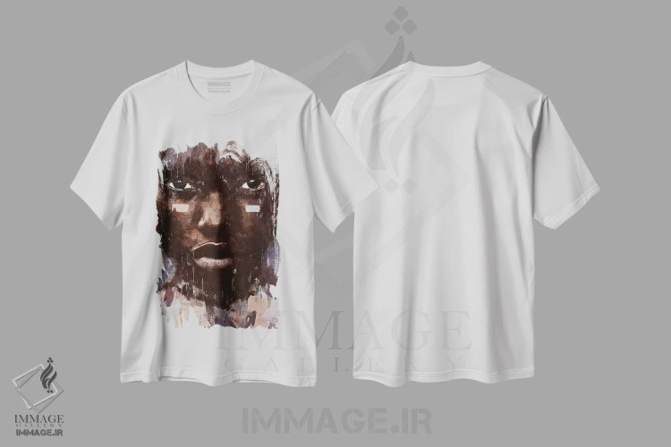 تیشرت سفید طرح دار رنگ های متحد انتزاعی XII، هنر آمریکایی آفریقایی تبار اثر هلو مورائس | فروشگاه ایماژ