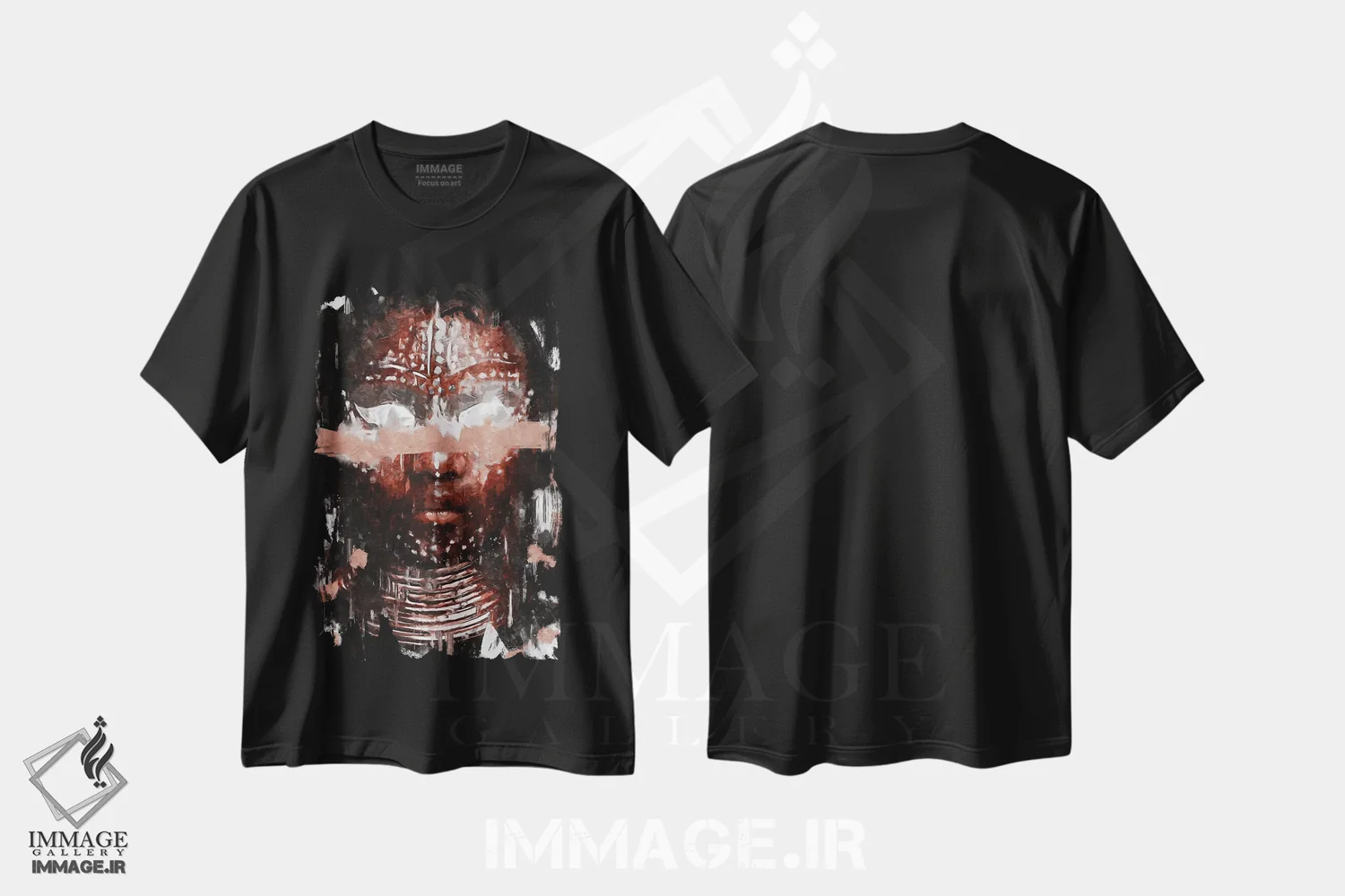 تیشرت مشکی طرح دار رنگ های متحد انتزاعی XIII، هنر آمریکایی آفریقایی تبار اثر هلو مورائس | فروشگاه ایماژ