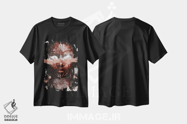 تیشرت مشکی طرح دار رنگ های متحد انتزاعی XIII، هنر آمریکایی آفریقایی تبار اثر هلو مورائس | فروشگاه ایماژ