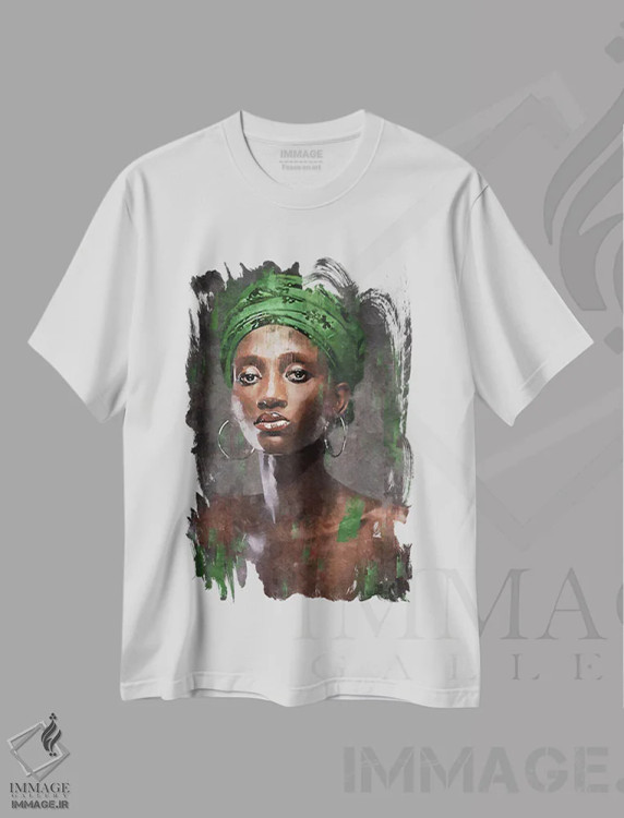 تیشرت سفید طرح دار رنگ های متحد انتزاعی XVI، هنر آمریکایی آفریقایی تبار اثر هلو مورائس | فروشگاه ایماژ