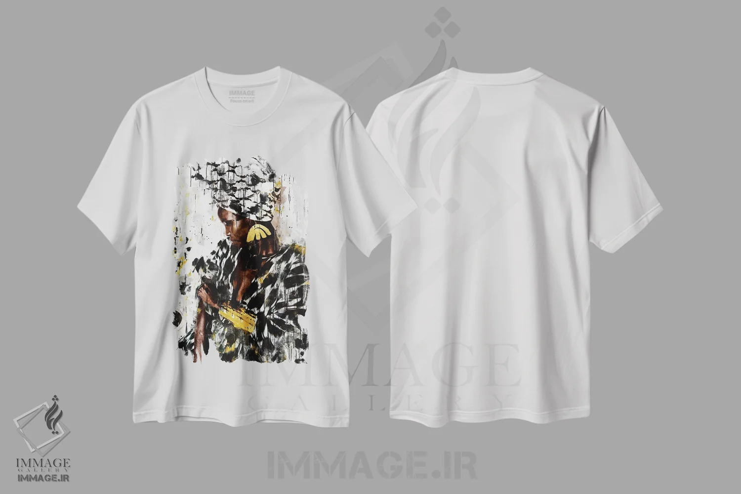 تیشرت سفید طرح دار رنگ های متحد انتزاعی XVII، هنر آمریکایی آفریقایی تبار اثر هلو مورائس | immage.ir