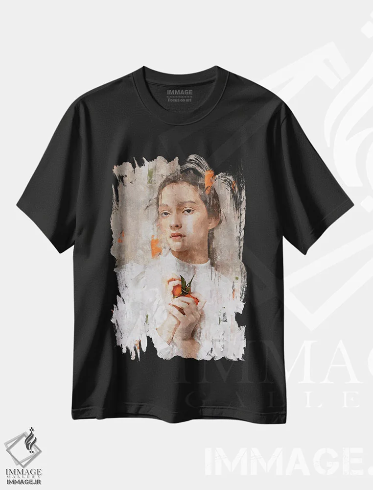 تیشرت مشکی طرح دار رنگ های متحد انتزاعی XX، هنر دیجیتال اثر هلو مورائس | immage.ir