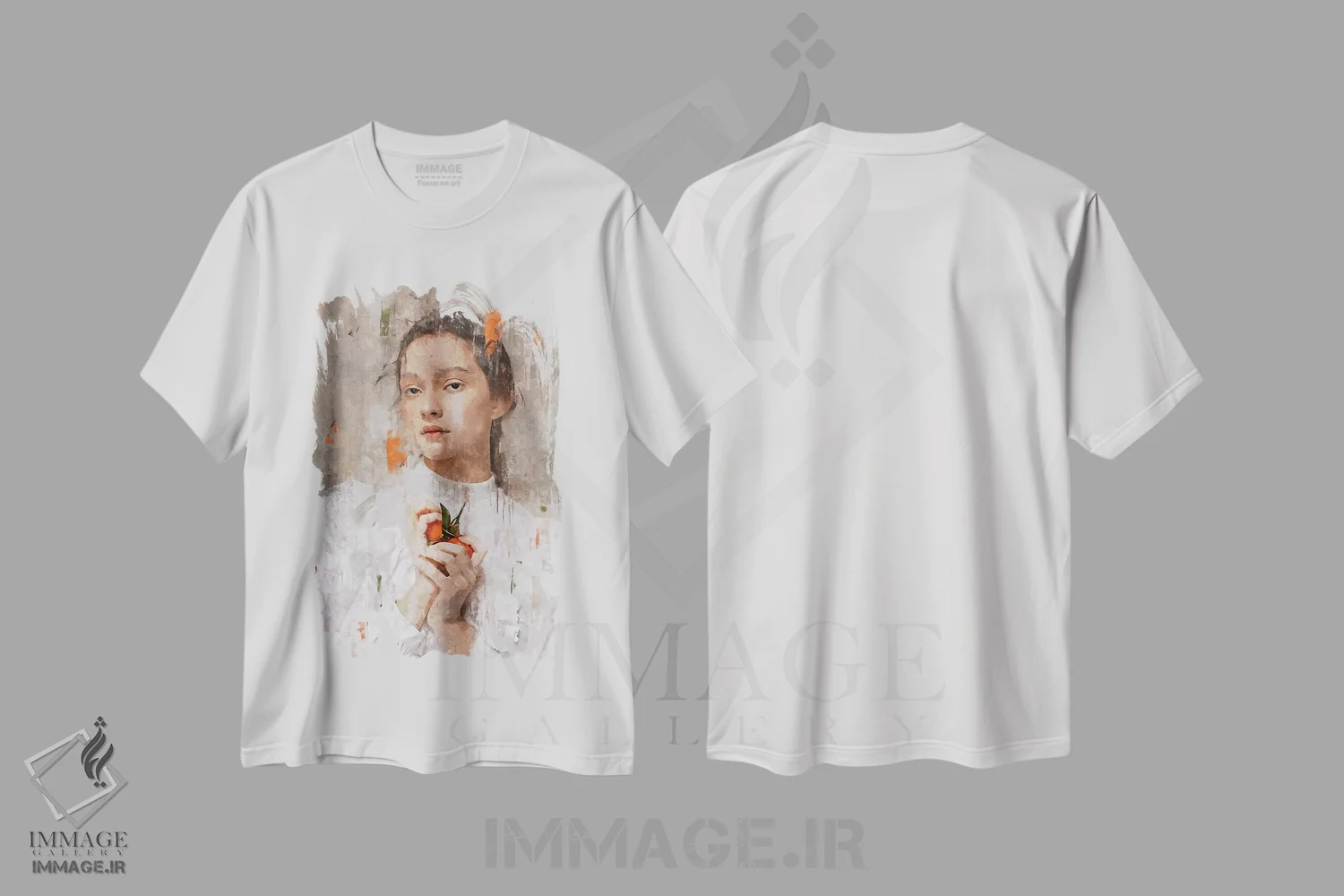 تیشرت سفید طرح دار رنگ های متحد انتزاعی XX، هنر دیجیتال اثر هلو مورائس | فروشگاه ایماژ
