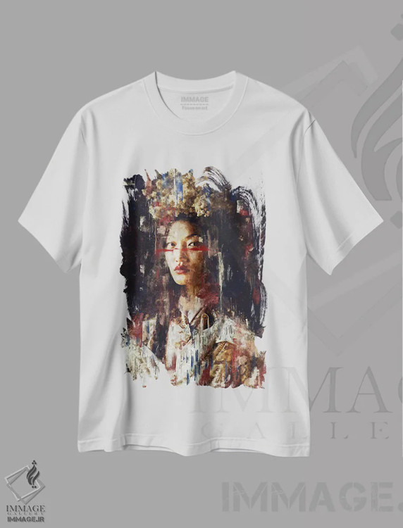 تیشرت سفید طرح دار رنگ های متحد انتزاعی XXVI، دکور آسیایی اثر هلو مورائس | فروشگاه ایماژ