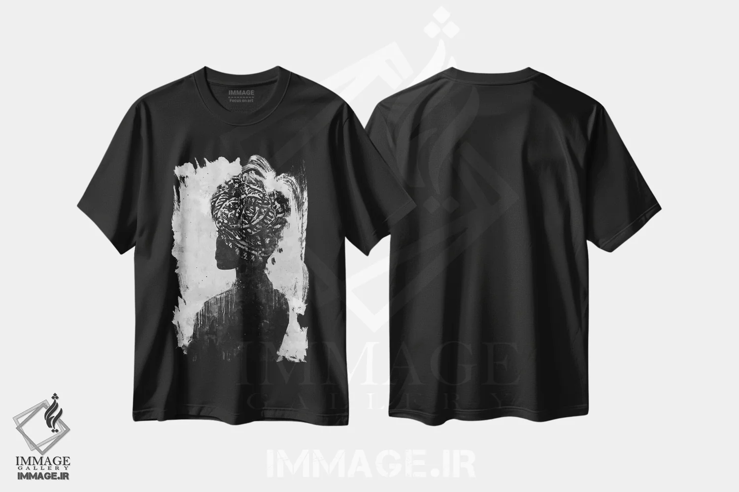 تیشرت مشکی طرح دار رنگ های متحد انتزاعی XXV، هنر آمریکایی آفریقایی تبار اثر هلو مورائس | فروشگاه ایماژ