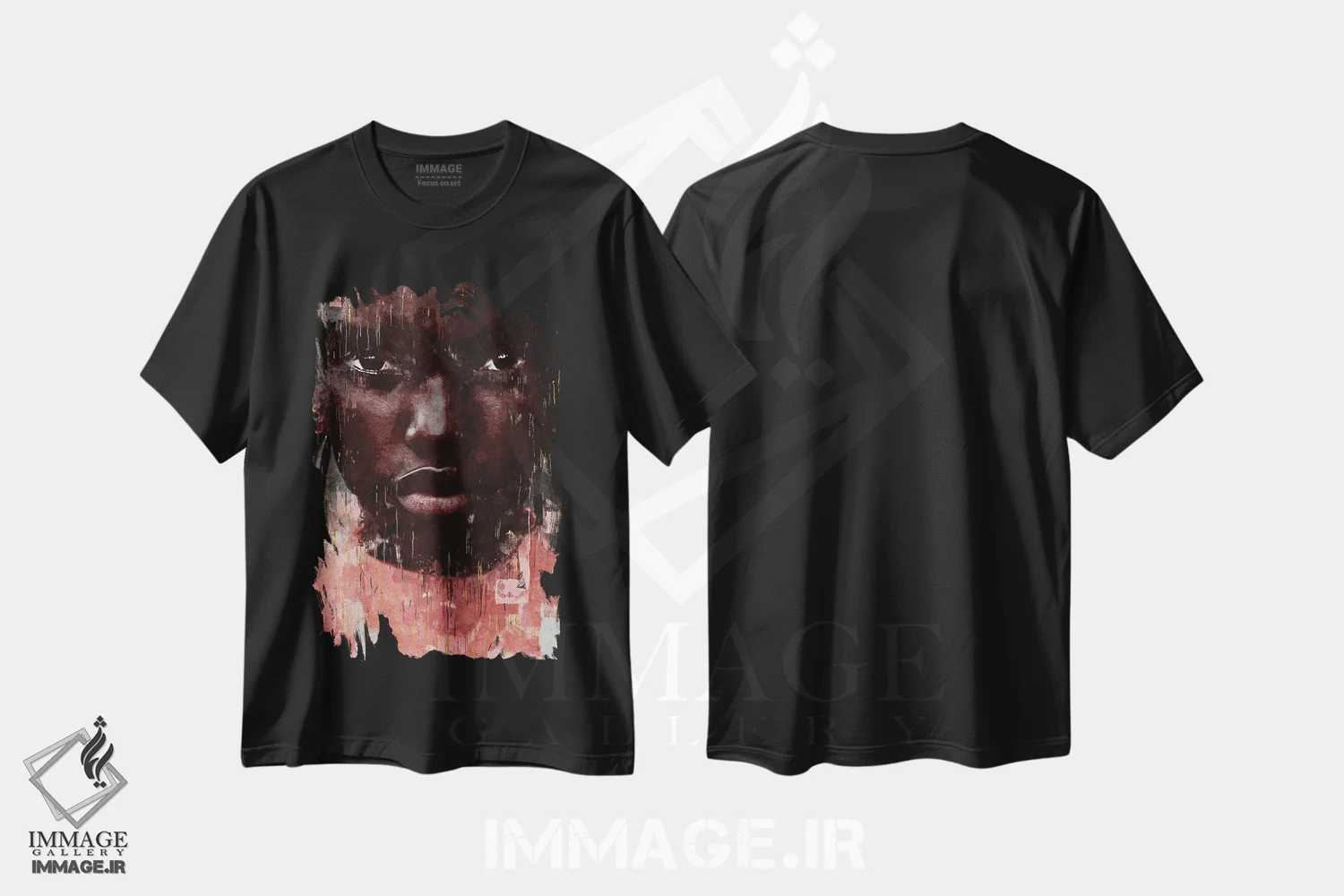 تیشرت مشکی طرح دار دختر انتزاعی رز I، هنر آمریکایی آفریقایی تبار اثر هلو مورائس | فروشگاه ایماژ
