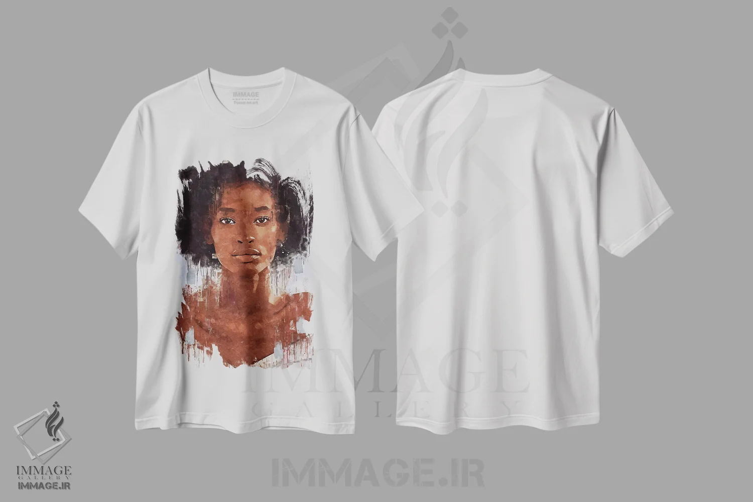 تیشرت سفید طرح دار دختر انتزاعی فندی I، هنر آمریکایی آفریقایی تبار اثر هلو مورائس | فروشگاه ایماژ