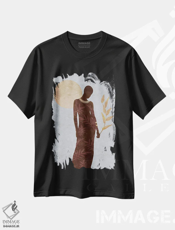 تیشرت مشکی طرح دار دختر انتزاعی فندی IV، هنر آمریکایی آفریقایی تبار اثر هلو مورائس | فروشگاه ایماژ