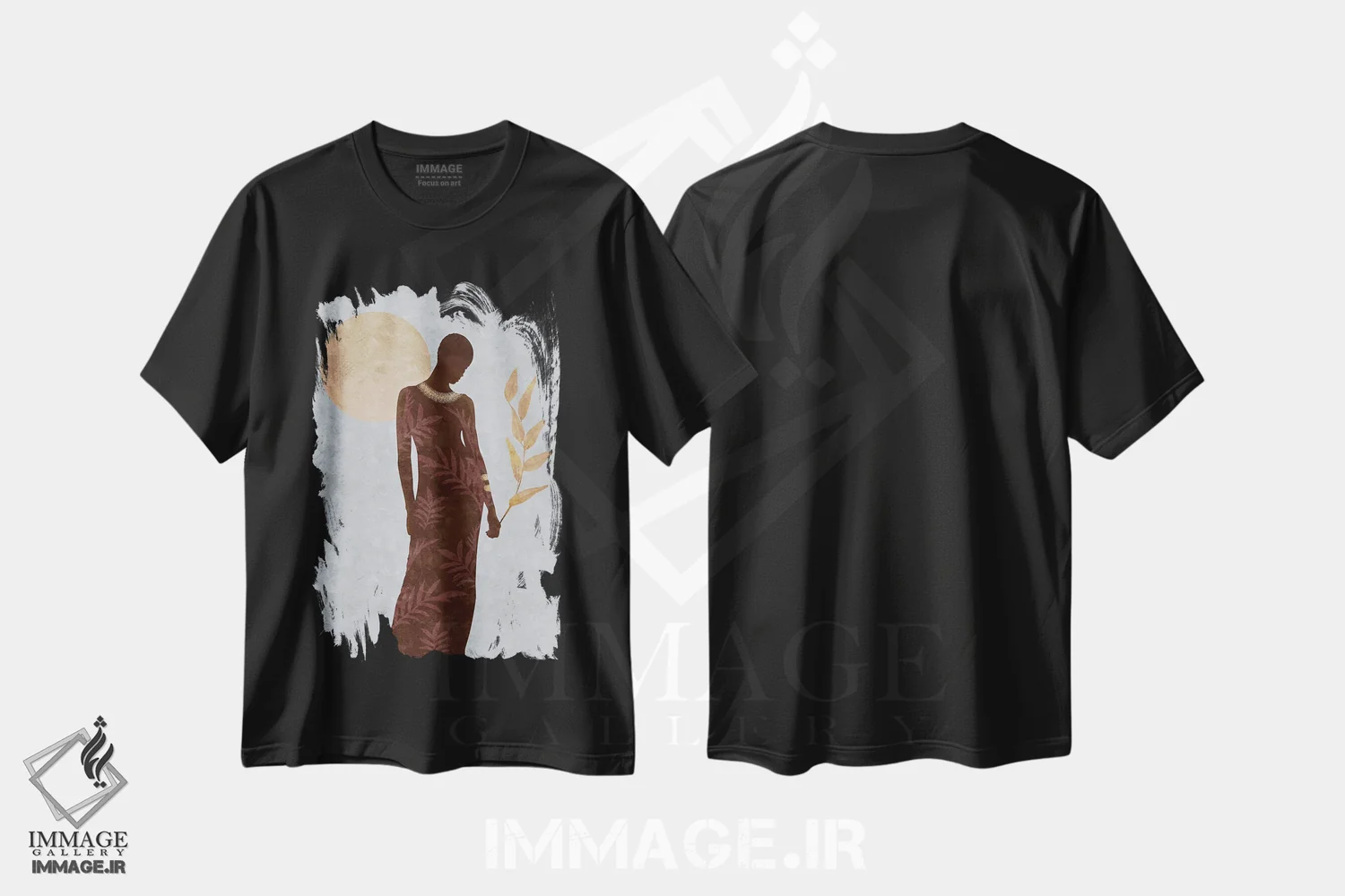 تیشرت مشکی طرح دار دختر انتزاعی فندی IV، هنر آمریکایی آفریقایی تبار اثر هلو مورائس | فروشگاه ایماژ