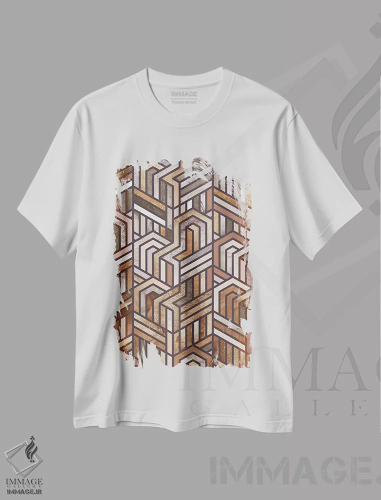 تیشرت سفید طرح دار نقش انتزاعی فندی I اثر هلو مورائس | فروشگاه ایماژ