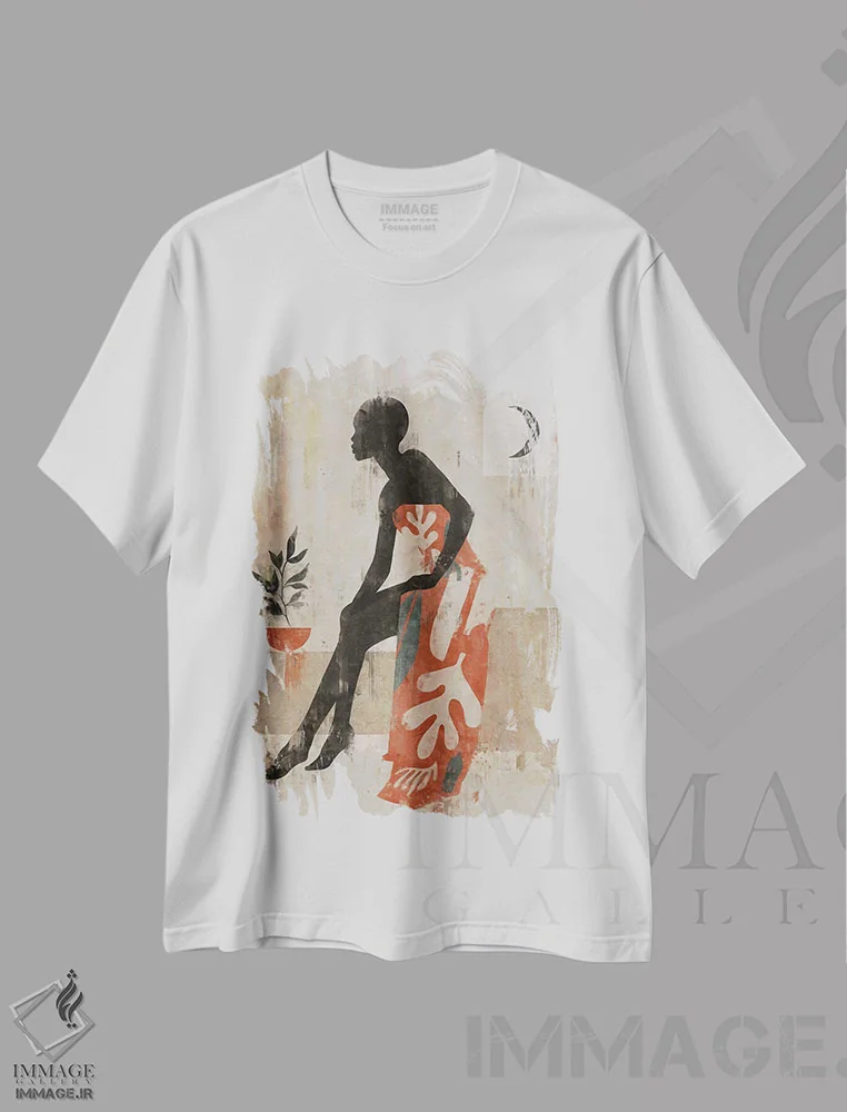 تیشرت سفید طرح دار دختر سرامیک انتزاعی II، هنر آمریکایی آفریقایی تبار اثر هلو مورائس | فروشگاه ایماژ