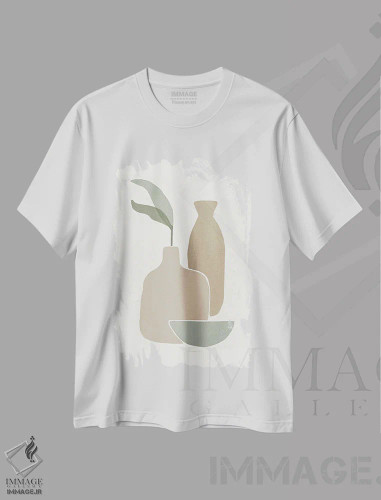 تیشرت سفید طرح دار گلدان سرامیکی انتزاعی I، تزئینی اثر هلو مورائس | فروشگاه ایماژ