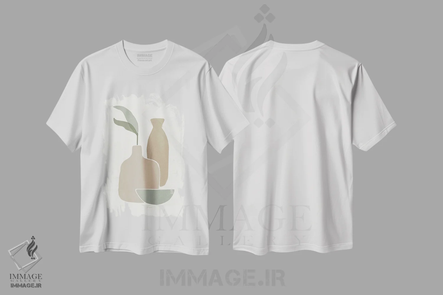 تیشرت سفید طرح دار گلدان سرامیکی انتزاعی I، تزئینی اثر هلو مورائس | فروشگاه ایماژ