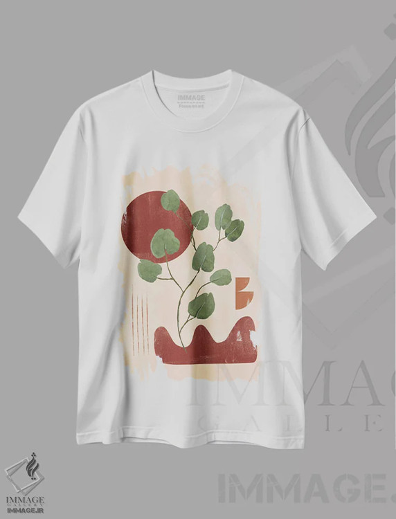 تیشرت سفید طرح دار برگ مسی انتزاعی II اثر هلو مورائس | immage.ir