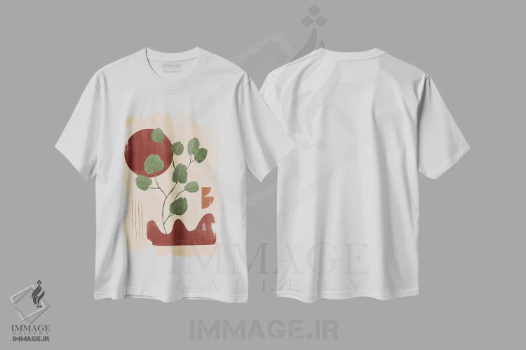 تیشرت سفید طرح دار برگ مسی انتزاعی II اثر هلو مورائس | immage.ir