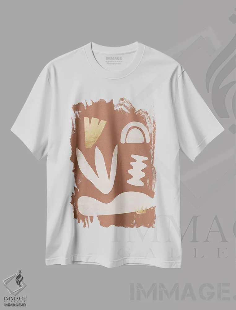 تیشرت سفید طرح دار شکل تپه شنی انتزاعی II اثر هلو مورائس | immage.ir