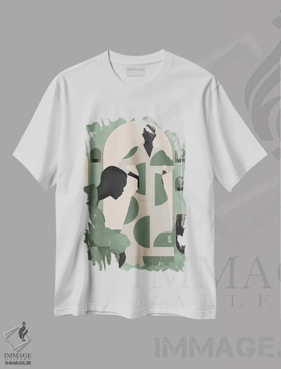 تیشرت سفید طرح دار دختر مالدیو انتزاعی IV، هنر آمریکایی آفریقایی تبار اثر هلو مورائس | فروشگاه ایماژ