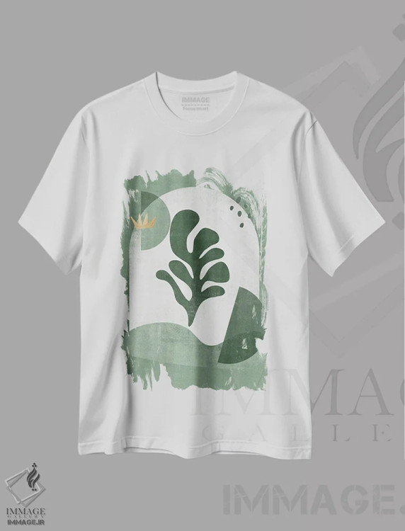 تیشرت سفید طرح دار شکل مالدیو انتزاعی I، آبستره اثر هلو مورائس | immage.ir