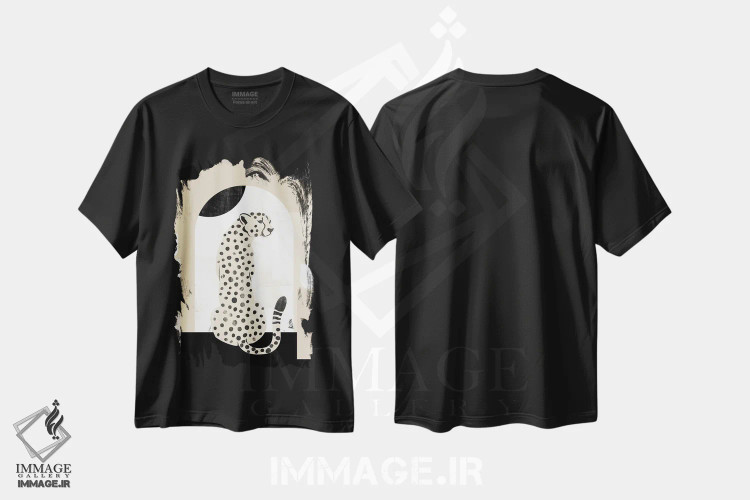 تیشرت مشکی طرح دار یوزپلنگ مینیمال انتزاعی I، تزئینی اثر هلو مورائس | immage.ir