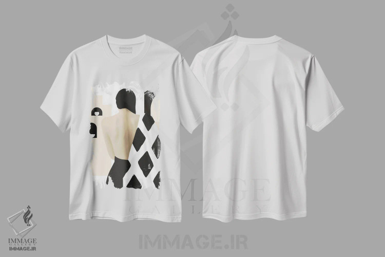 تیشرت سفید طرح دار دختر مینیمال انتزاعی IV، دکور بوهمی اثر هلو مورائس | فروشگاه ایماژ