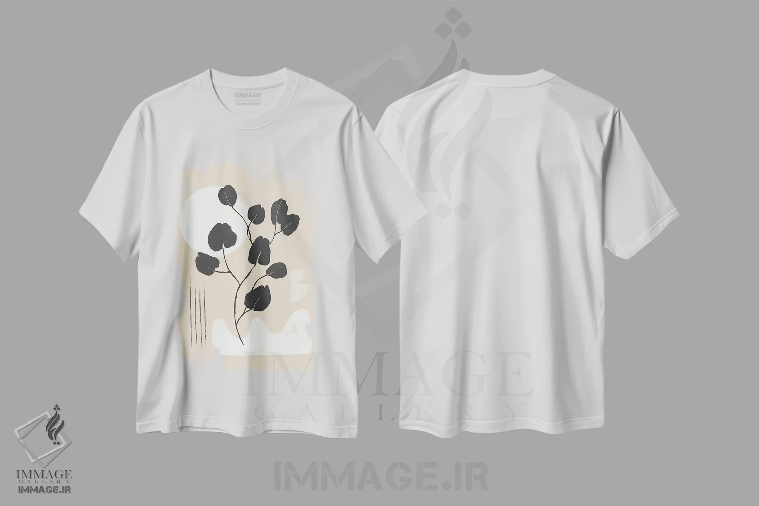 تیشرت سفید طرح دار برگ مینیمال انتزاعی I، تزئینی اثر هلو مورائس | فروشگاه ایماژ