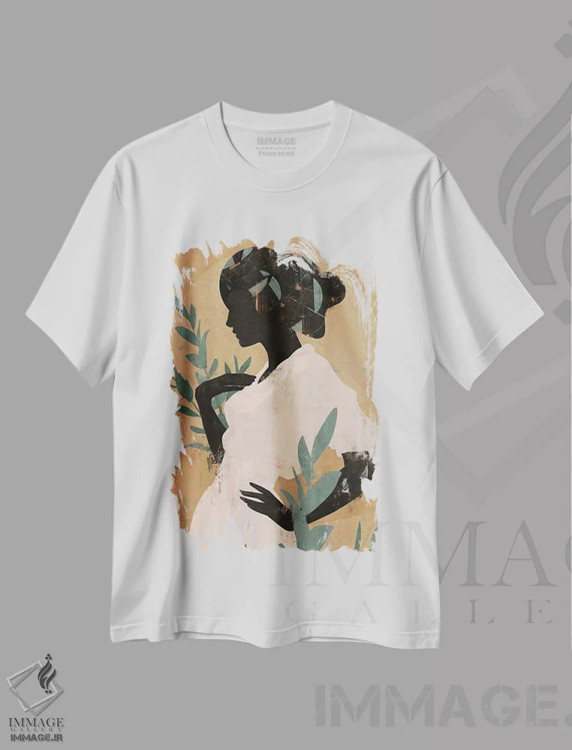 تیشرت سفید طرح دار دختر مراکش انتزاعی II، هنر آمریکایی آفریقایی تبار اثر هلو مورائس | فروشگاه ایماژ