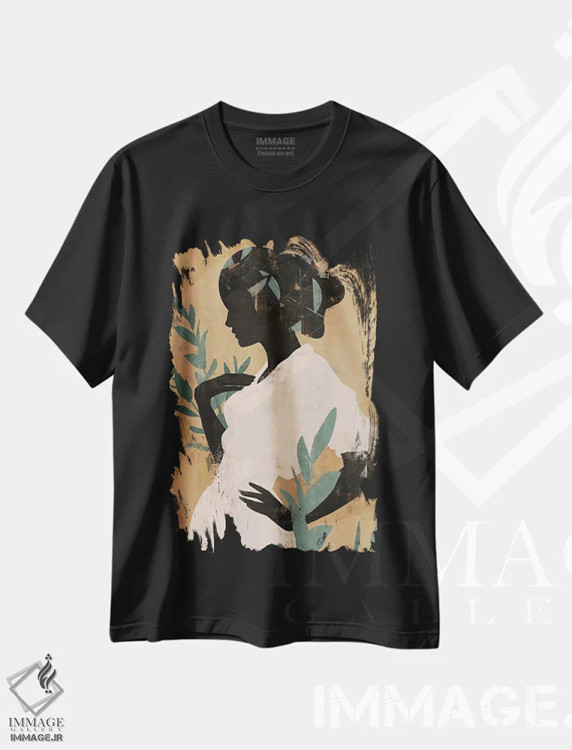 تیشرت مشکی طرح دار دختر مراکش انتزاعی II، هنر آمریکایی آفریقایی تبار اثر هلو مورائس | immage.ir