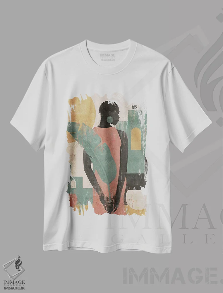 تیشرت سفید طرح دار دختر مراکش انتزاعی III، هنر آمریکایی آفریقایی تبار اثر هلو مورائس | immage.ir