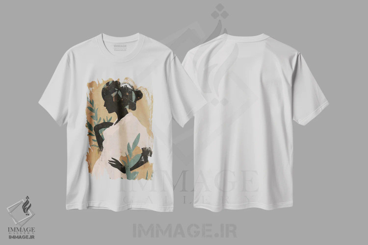 تیشرت سفید طرح دار دختر مراکش انتزاعی II، هنر آمریکایی آفریقایی تبار اثر هلو مورائس | فروشگاه ایماژ