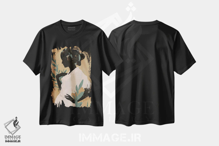 تیشرت مشکی طرح دار دختر مراکش انتزاعی II، هنر آمریکایی آفریقایی تبار اثر هلو مورائس | immage.ir