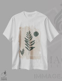 تیشرت سفید طرح دار برگ خزه ای انتزاعی I، تزئینی اثر هلو مورائس | فروشگاه ایماژ