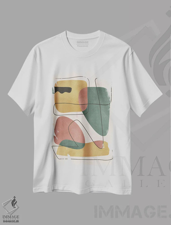 تیشرت سفید طرح دار اشکال هندسی واحه انتزاعی II اثر هلو مورائس | immage.ir