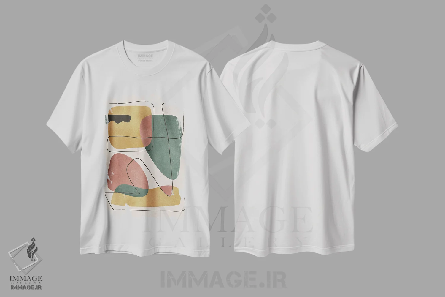 تیشرت سفید طرح دار اشکال هندسی واحه انتزاعی II اثر هلو مورائس | immage.ir