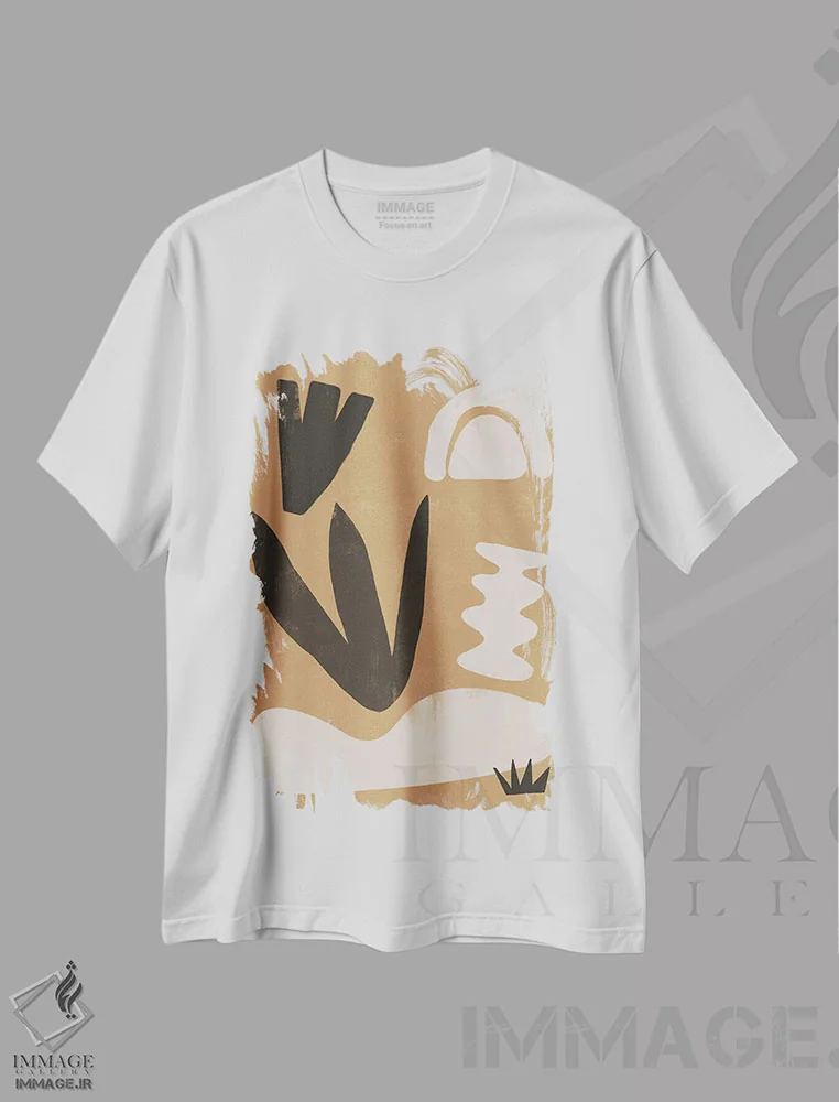 تیشرت سفید طرح دار شکل واحه انتزاعی I اثر هلو مورائس | immage.ir