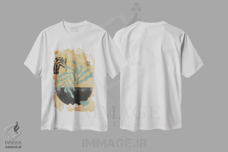 تیشرت سفید طرح دار برگ واحه انتزاعی I، آبستره اثر هلو مورائس | فروشگاه ایماژ