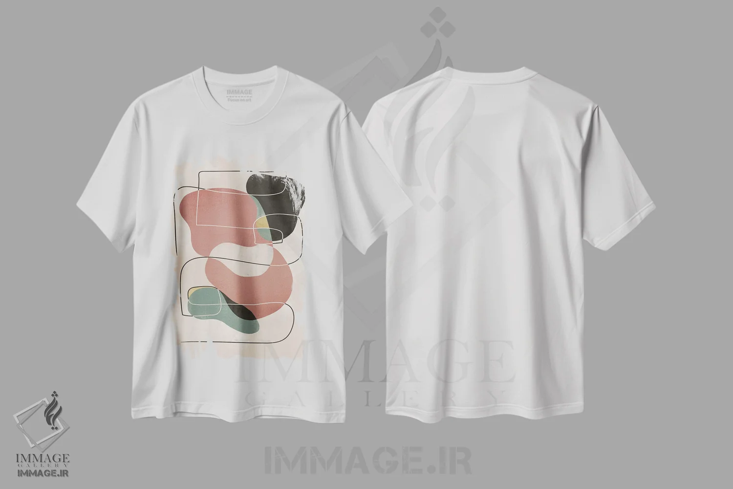 تیشرت سفید طرح دار اشکال هندسی واحه انتزاعی IV اثر هلو مورائس | immage.ir