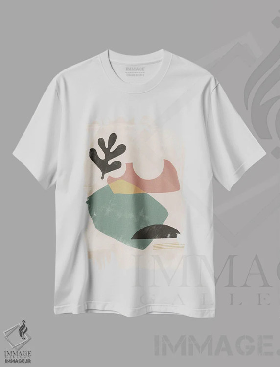 تیشرت سفید طرح دار شکل انتزاعی واحه ششم اثر هلو مورائس | immage.ir