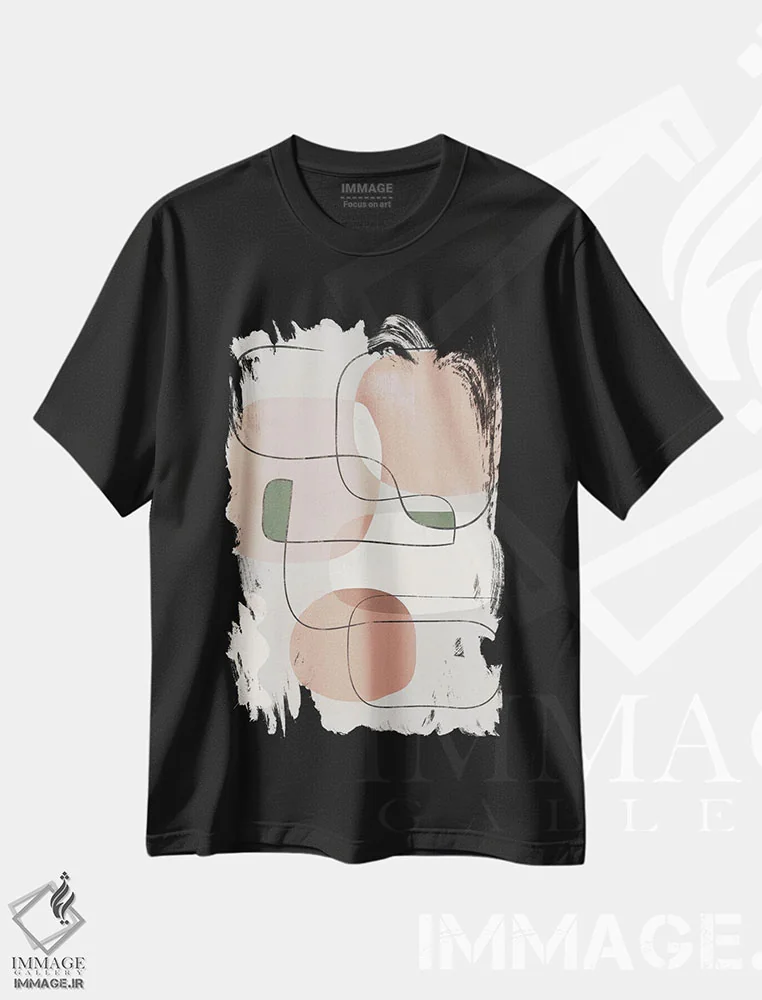 تیشرت مشکی طرح دار طرح هندسی کوارتز انتزاعی یک اثر هلو مورائس | فروشگاه ایماژ