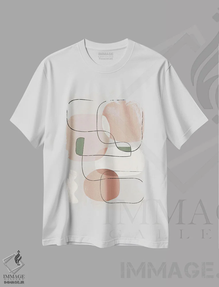 تیشرت سفید طرح دار طرح هندسی کوارتز انتزاعی یک اثر هلو مورائس | immage.ir