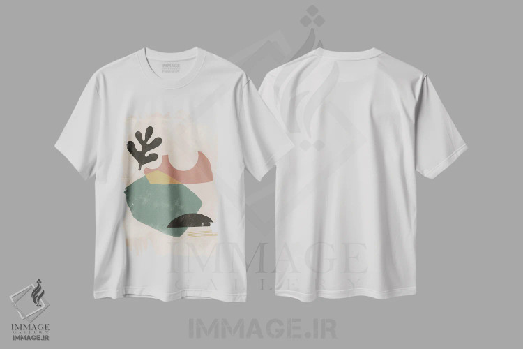 تیشرت سفید طرح دار شکل انتزاعی واحه ششم اثر هلو مورائس | immage.ir