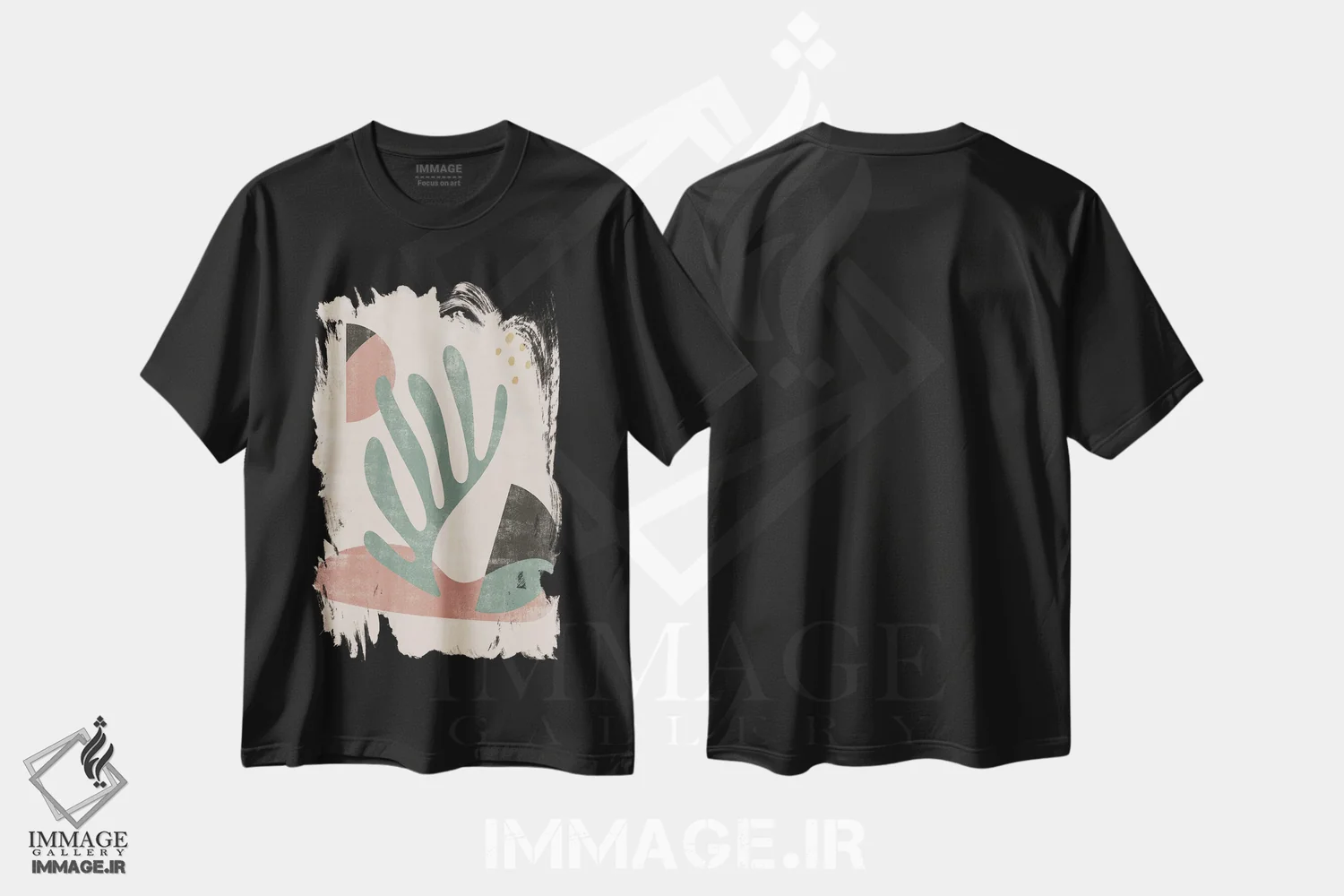 تیشرت مشکی طرح دار شکل انتزاعی واحه هفتم اثر هلو مورائس | immage.ir