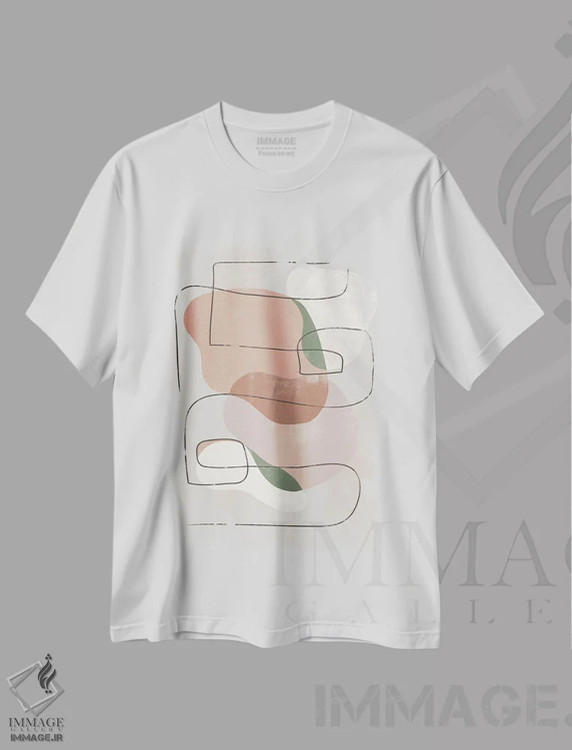تیشرت سفید طرح دار طرح هندسی کوارتز انتزاعی دو اثر هلو مورائس | فروشگاه ایماژ