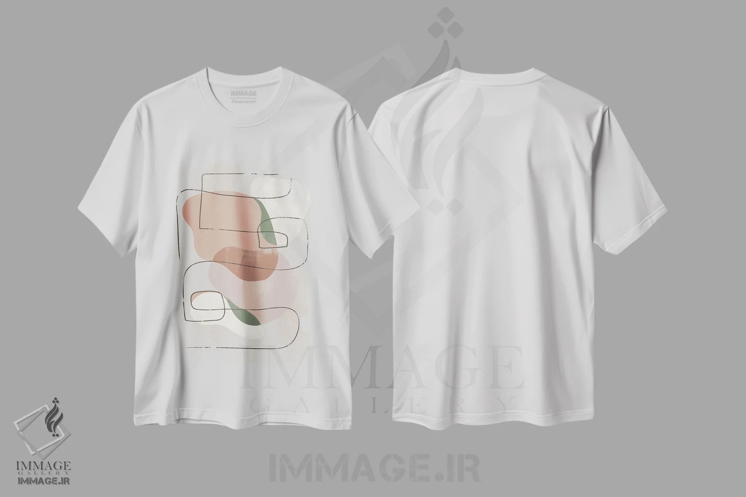 تیشرت سفید طرح دار طرح هندسی کوارتز انتزاعی دو اثر هلو مورائس | فروشگاه ایماژ