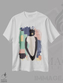 تیشرت سفید طرح دار دختر رنگین کمانی انتزاعی دو، هنر آمریکایی آفریقایی تبار اثر هلو مورائس | فروشگاه ایماژ