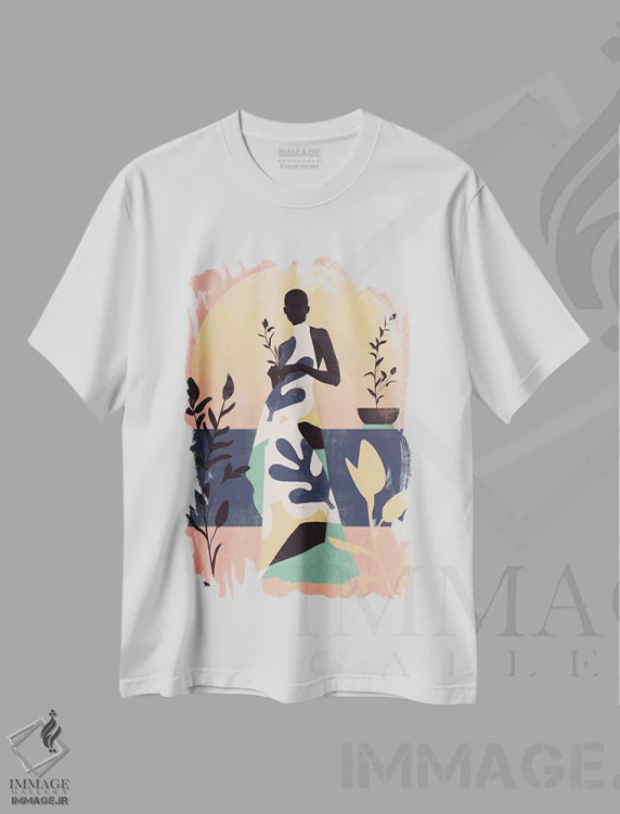 تیشرت سفید طرح دار دختر رنگین کمانی انتزاعی چهار، هنر آمریکایی آفریقایی تبار اثر هلو مورائس | فروشگاه ایماژ