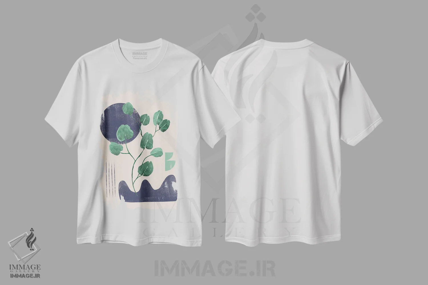 تیشرت سفید طرح دار برگ رنگین کمانی انتزاعی یک، تزئینی اثر هلو مورائس | immage.ir