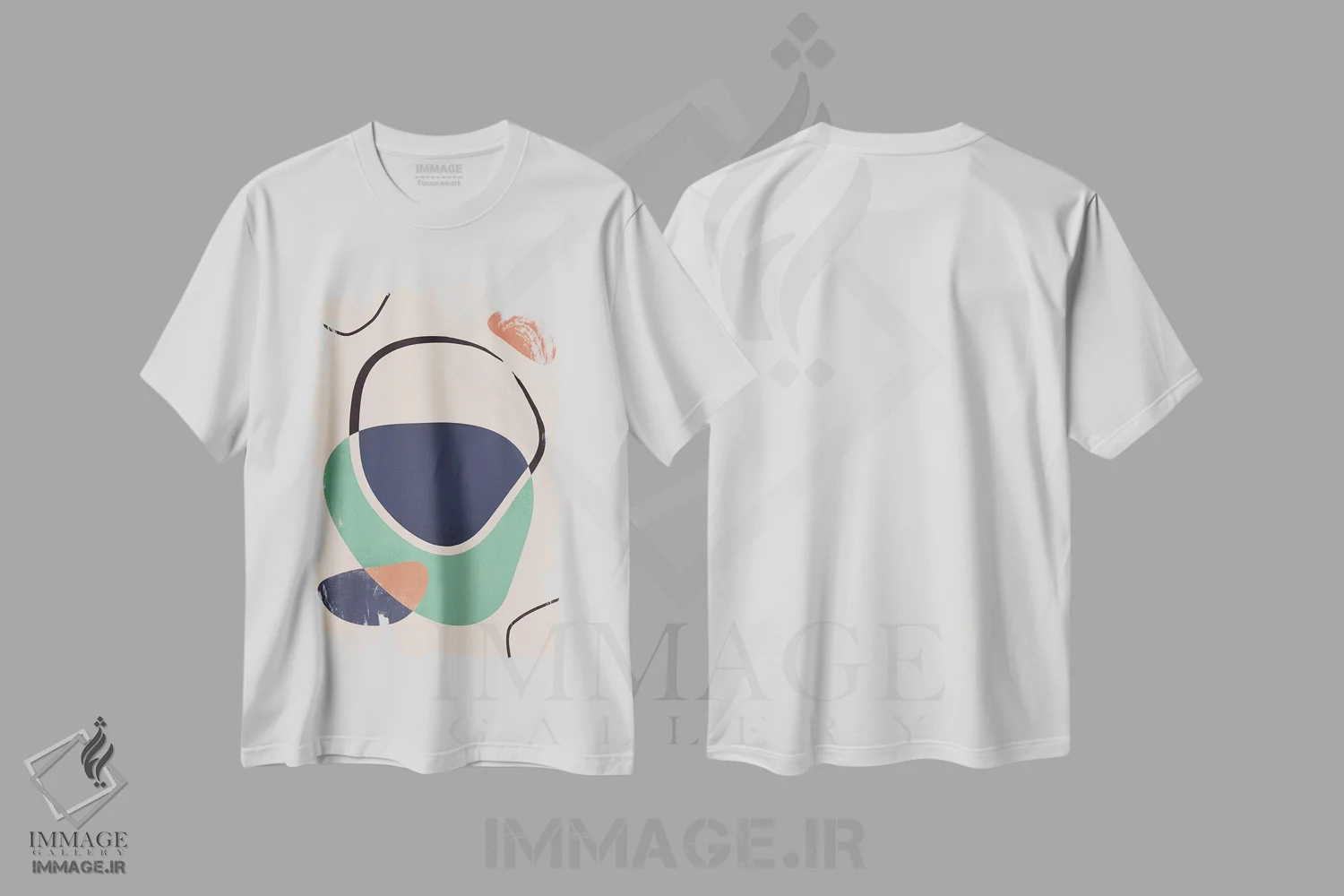 تیشرت سفید طرح دار خط رنگین کمانی انتزاعی یک اثر هلو مورائس | immage.ir