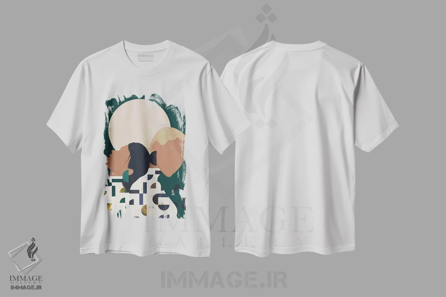 تیشرت سفید طرح دار دختر شنی انتزاعی دو، دکور بوهمی اثر هلو مورائس | فروشگاه ایماژ
