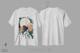 تیشرت سفید طرح دار دختر شنی انتزاعی دو، دکور بوهمی اثر هلو مورائس | فروشگاه ایماژ