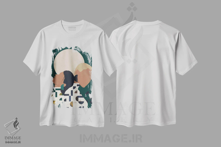 تیشرت سفید طرح دار دختر شنی انتزاعی دو، دکور بوهمی اثر هلو مورائس | فروشگاه ایماژ